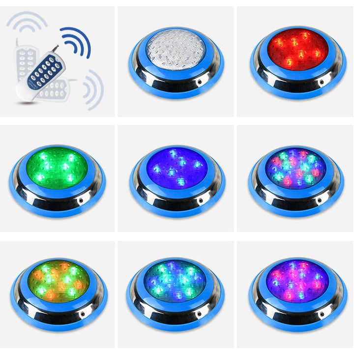 Lisslune | 15W LED Stainless Steel Wall Mounted Pool Lighting Landscape Underwater Light (Colored Light + Remote Control)