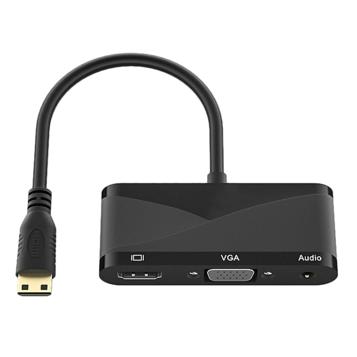 Lisslune | h114 3 in 1 Mini HDMI to HDMI + VGA + 3.5 Audio Converter Cable (Black)