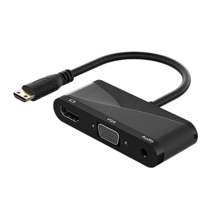Lisslune | h114 3 in 1 Mini HDMI to HDMI + VGA + 3.5 Audio Converter Cable (Black)
