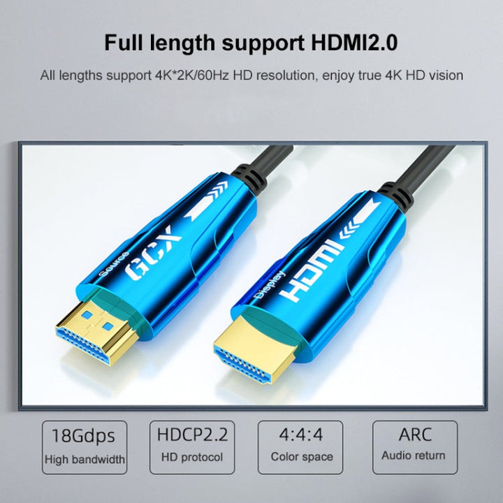 Lisslune | HDMI 2.0 Plug to HDMI 2.0 Plug 4K HD Active Optical Cable, Cable Length: 15m
