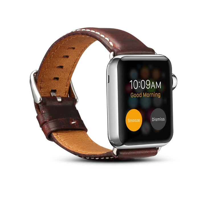Lisslune | For Apple Watch Series 9&8&7 41mm / SE 3&SE 2&6&SE&5&4 40mm / 3&2&1 38mm Oil Wax Retro Cowhide Bracelet (Red)