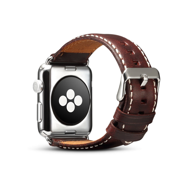 Lisslune | For Apple Watch Series 9&8&7 41mm / SE 3&SE 2&6&SE&5&4 40mm / 3&2&1 38mm Oil Wax Retro Cowhide Bracelet (Red)