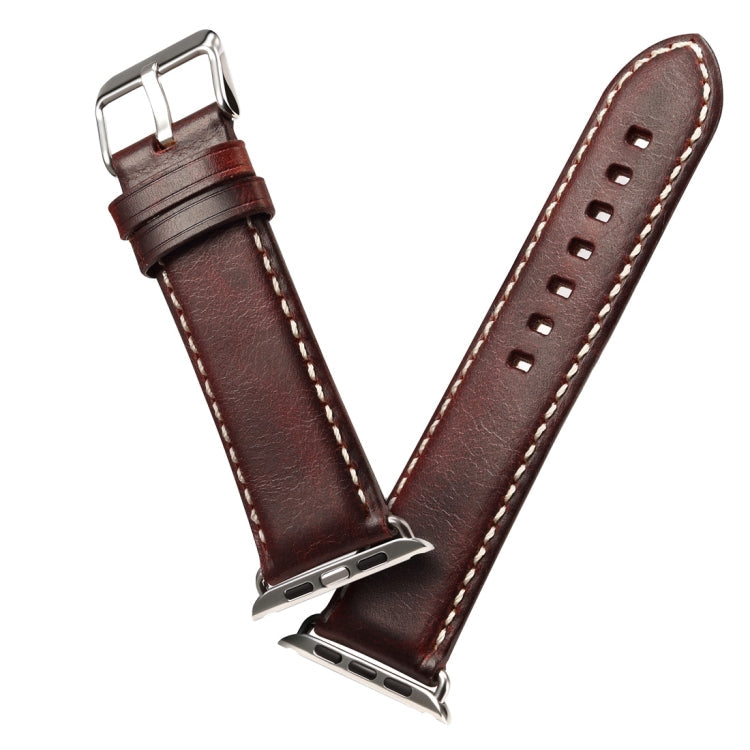 Lisslune | For Apple Watch Series 9&8&7 41mm / SE 3&SE 2&6&SE&5&4 40mm / 3&2&1 38mm Oil Wax Retro Cowhide Bracelet (Red)