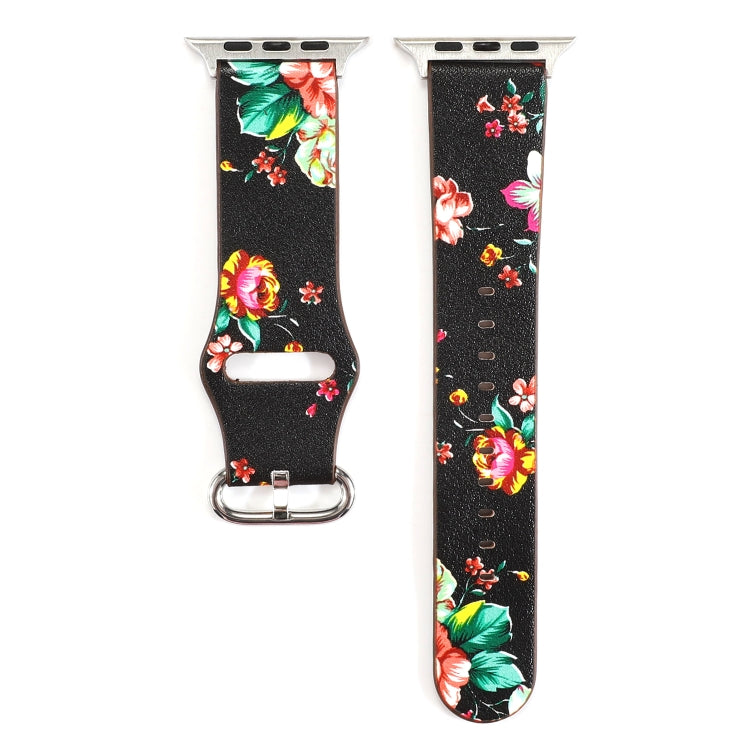 Lisslune | For Apple Watch Series 9&8&7 41mm / SE 3&SE 2&6&SE&5&4 40mm / 3&2&1 38mm Floral Strap Watch Band (Black Red)