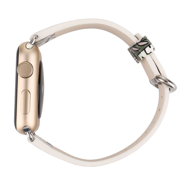 Lisslune | For Apple Watch Series 9&8&7 41mm / SE 3&SE 2&6&SE&5&4 40mm / 3&2&1 38mm Fashion Band Watch Strap (Flowers)