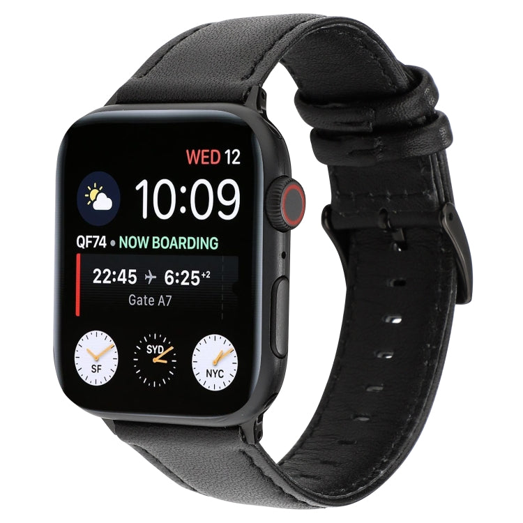 Lisslune | For Apple Watch Series 9&8&7 41mm / SE 3&SE 2&6&SE&5&4 40mm / 3&2&1 38mm Oil Wax Crazy Horse Texture Leather Watch Strap (Black)