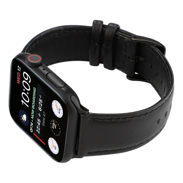 Lisslune | For Apple Watch Series 9&8&7 41mm / SE 3&SE 2&6&SE&5&4 40mm / 3&2&1 38mm Oil Wax Crazy Horse Texture Leather Watch Strap (Black)