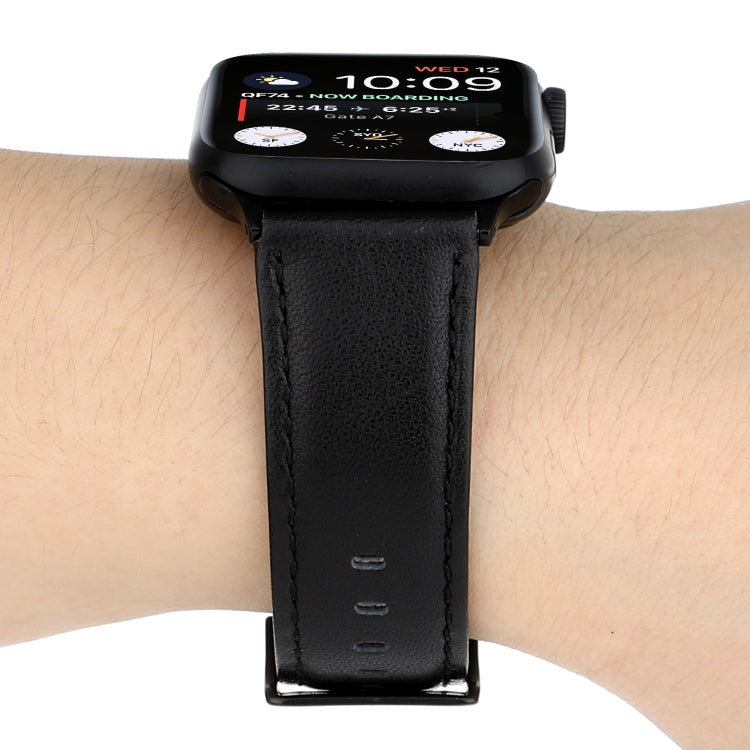Lisslune | For Apple Watch Series 9&8&7 41mm / SE 3&SE 2&6&SE&5&4 40mm / 3&2&1 38mm Oil Wax Crazy Horse Texture Leather Watch Strap (Black)