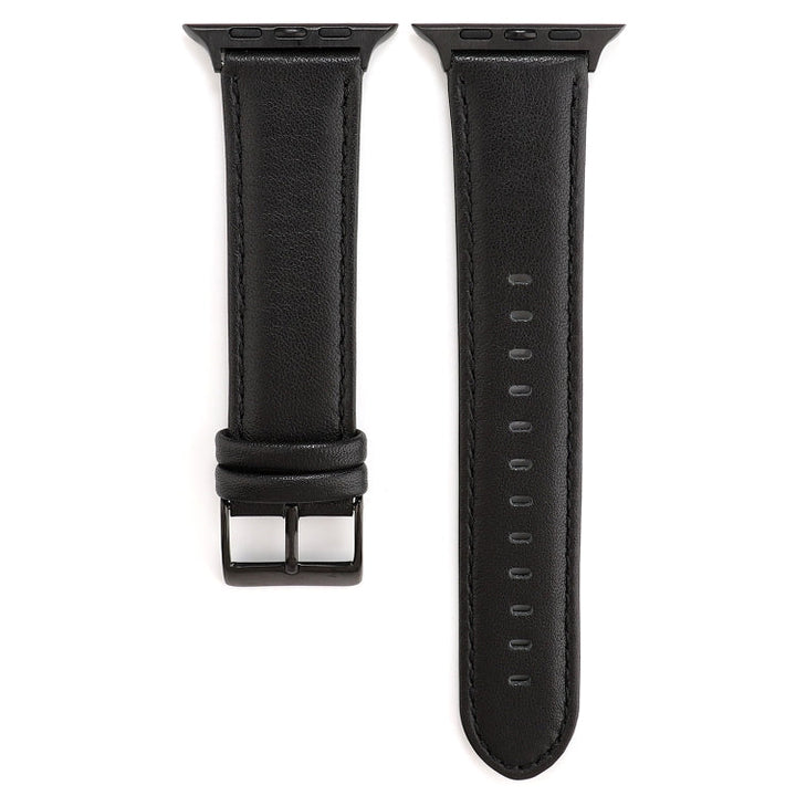 Lisslune | For Apple Watch Series 9&8&7 41mm / SE 3&SE 2&6&SE&5&4 40mm / 3&2&1 38mm Oil Wax Crazy Horse Texture Leather Watch Strap (Black)