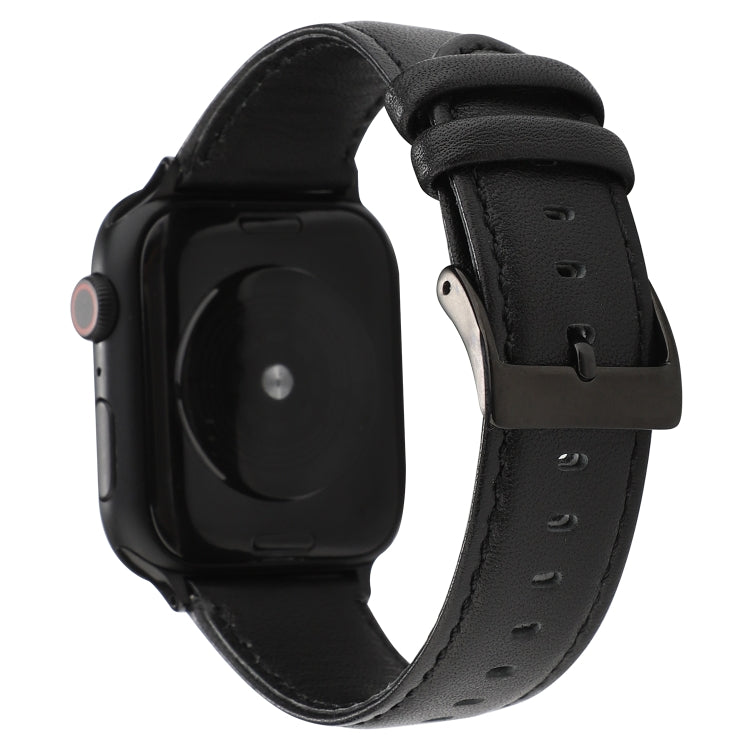 Lisslune | For Apple Watch Series 9&8&7 41mm / SE 3&SE 2&6&SE&5&4 40mm / 3&2&1 38mm Oil Wax Crazy Horse Texture Leather Watch Strap (Black)