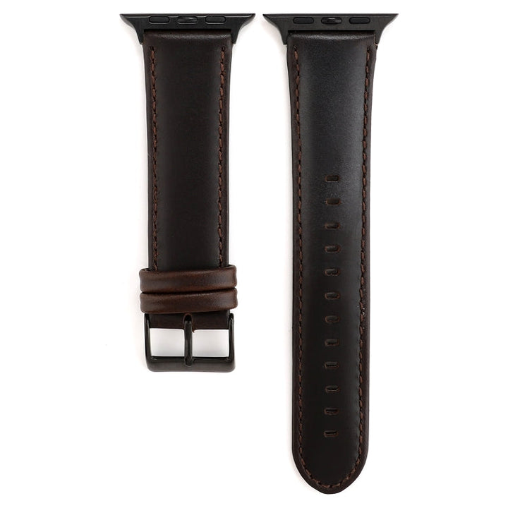 Lisslune | For Apple Watch Series 9&8&7 41mm / SE 3&SE 2&6&SE&5&4 40mm / 3&2&1 38mm Oil Wax Crazy Horse Texture Leather Watch Strap (Coffee)