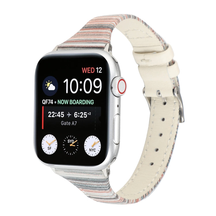 Lisslune | For Apple Watch Series 9&8&7 41mm / SE 3&SE 2&6&SE&5&4 40mm / 3&2&1 38mm Sewing Strip Leather Watch Strap Watch Strap (White)