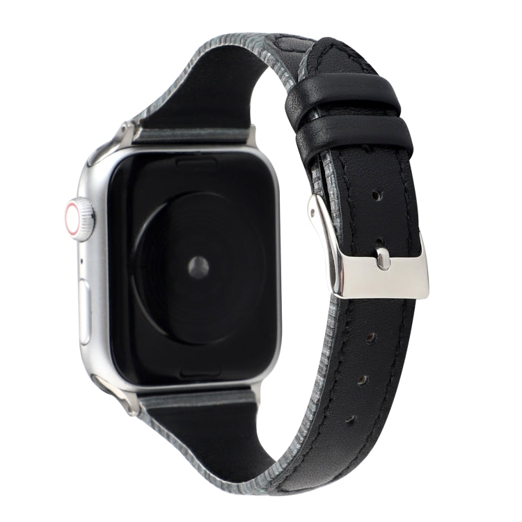 Lisslune | For Apple Watch Series 9&8&7 41mm / SE 3&SE 2&6&SE&5&4 40mm / 3&2&1 38mm Stitching Leather Watch Band Watch Band (Black)