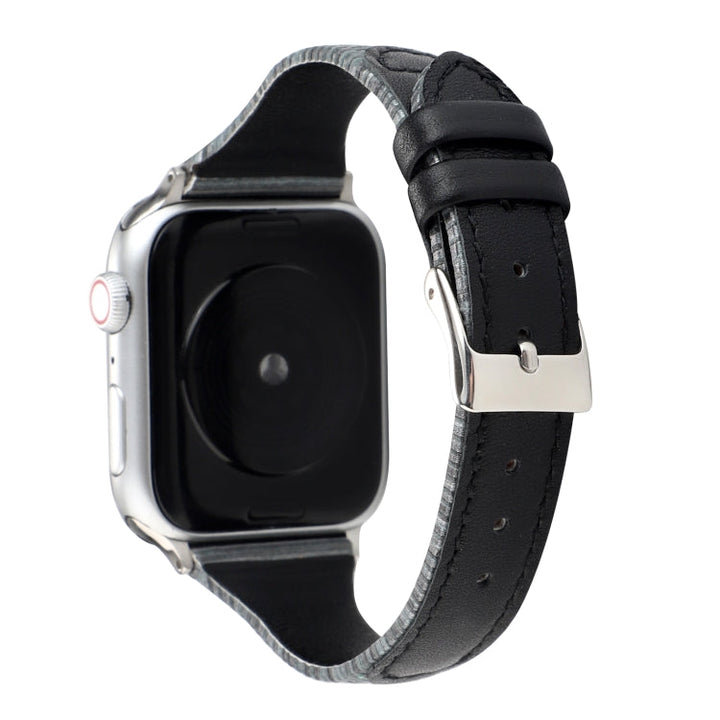 Lisslune | For Apple Watch Series 9&8&7 41mm / SE 3&SE 2&6&SE&5&4 40mm / 3&2&1 38mm Stitching Leather Watch Band Watch Band (Black)