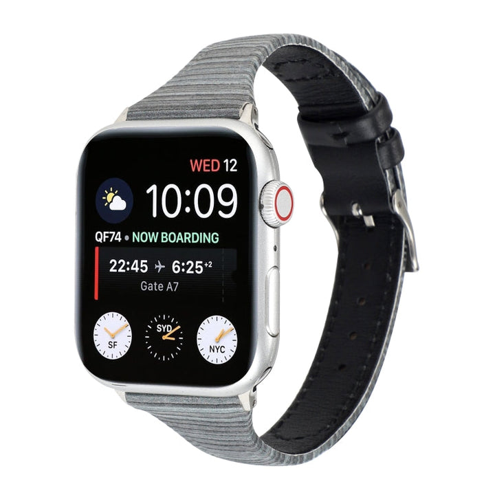 Lisslune | For Apple Watch Series 9&8&7 41mm / SE 3&SE 2&6&SE&5&4 40mm / 3&2&1 38mm Stitching Leather Watch Band Watch Band (Black)