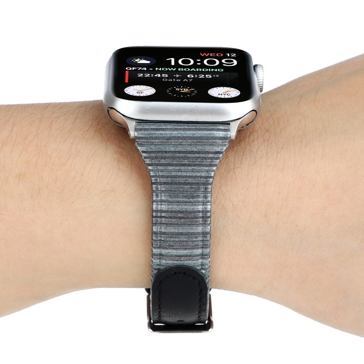 Lisslune | For Apple Watch Series 9&8&7 41mm / SE 3&SE 2&6&SE&5&4 40mm / 3&2&1 38mm Stitching Leather Watch Band Watch Band (Black)