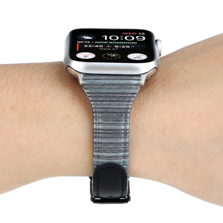 Lisslune | For Apple Watch Series 9&8&7 41mm / SE 3&SE 2&6&SE&5&4 40mm / 3&2&1 38mm Stitching Leather Watch Band Watch Band (Black)