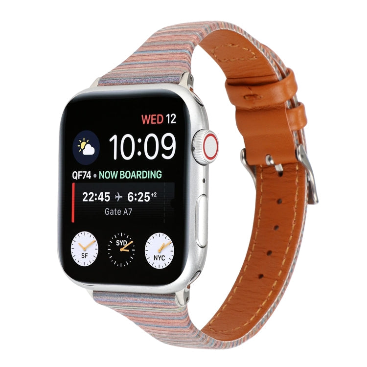 Lisslune | For Apple Watch Ultra 49 mm & Watch Ultra 2 49 mm / Series 9 & 8 & 7 45 mm / SE 3 & SE 2 & 6 & SE & 5 & 4 44 mm / 3 & 2 & 1 42 mm Sewing Strip Leather Wristwatch Band (Brown)