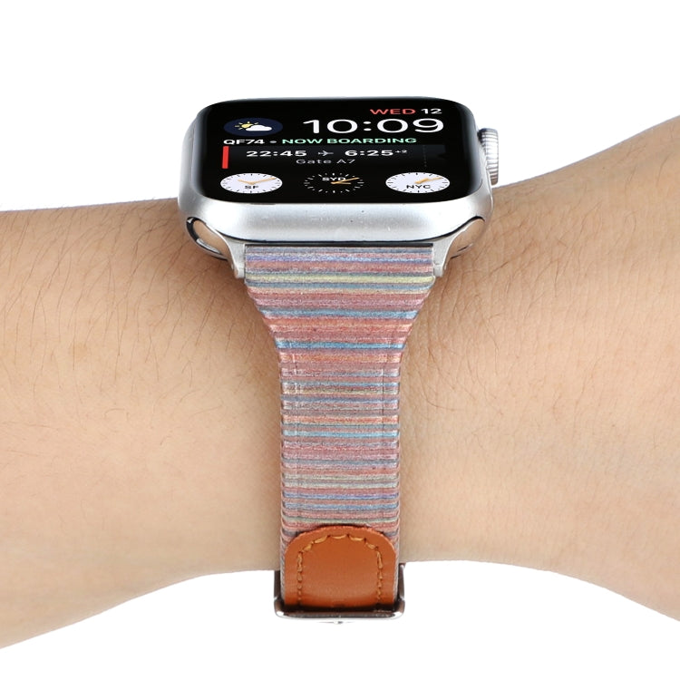 Lisslune | For Apple Watch Ultra 49 mm & Watch Ultra 2 49 mm / Series 9 & 8 & 7 45 mm / SE 3 & SE 2 & 6 & SE & 5 & 4 44 mm / 3 & 2 & 1 42 mm Sewing Strip Leather Wristwatch Band (Brown)