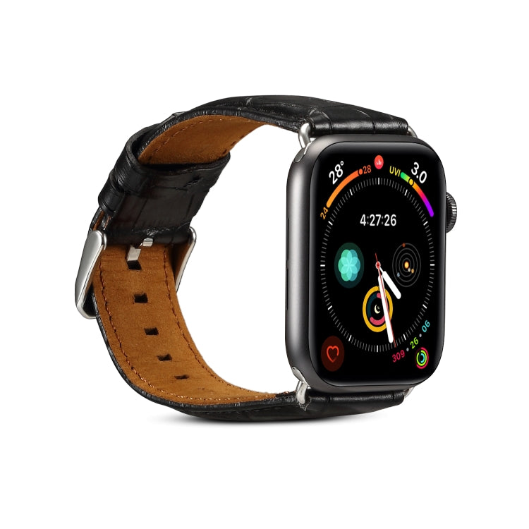 Lisslune | For Apple Watch Series 9&8&7 41mm / SE 3&SE 2&6&SE&5&4 40mm / 3&2&1 38mm Cowhide Crocodile Texture Strap Watch Band (Black)