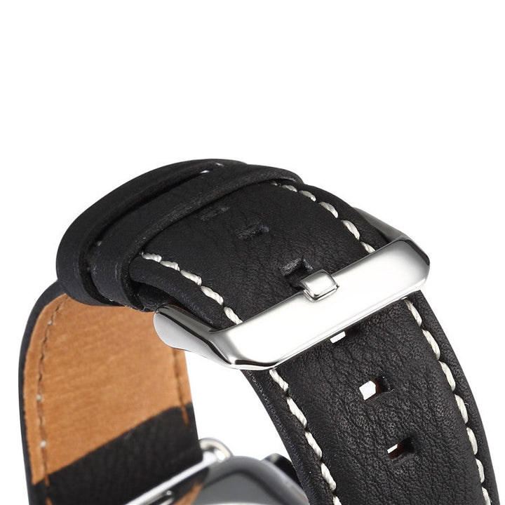 Lisslune | For Apple Watch Series 9&8&7 41mm / SE 3&SE 2&6&SE&5&4 40mm / 3&2&1 38mm Environmental Protection Leather Watch Band Watch Band (Black)