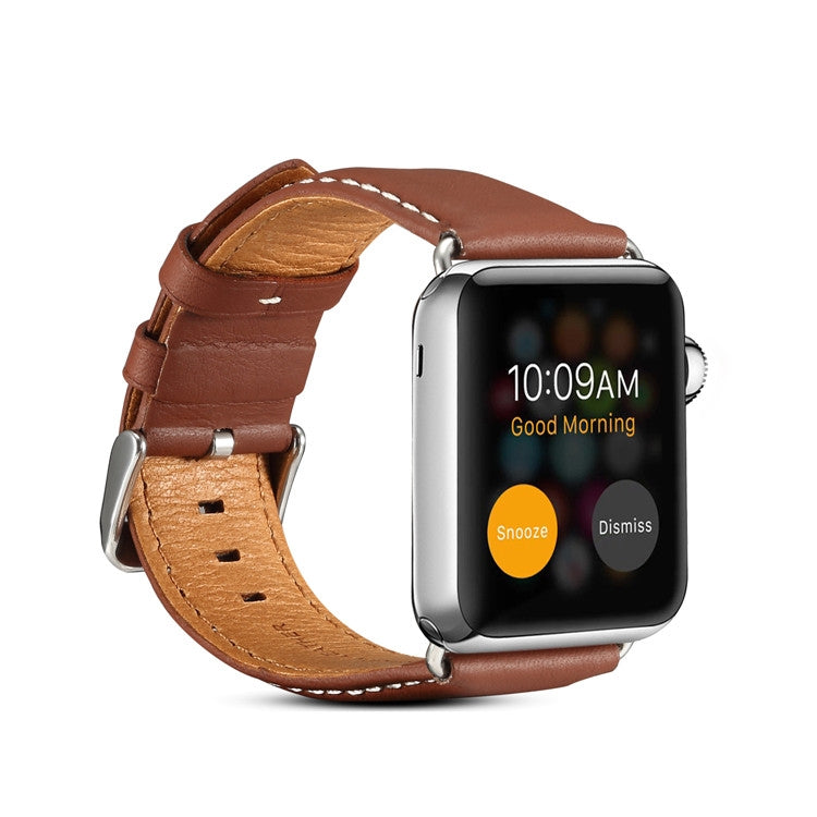Lisslune | For Apple Watch Series 9&8&7 41mm / SE 3&SE 2&6&SE&5&4 40mm / 3&2&1 38mm Environmental Protection Leather Watch Band Watch Band (Light Brown)