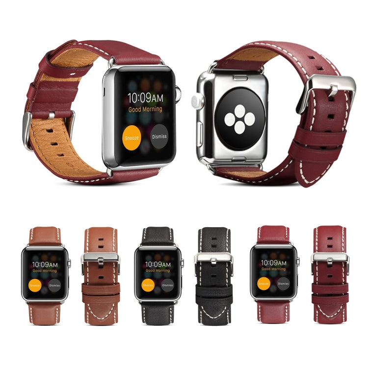 Lisslune | For Apple Watch Series 9&8&7 41mm / SE 3&SE 2&6&SE&5&4 40mm / 3&2&1 38mm Environmental Protection Leather Watch Band Watch Band (Red-Brown)
