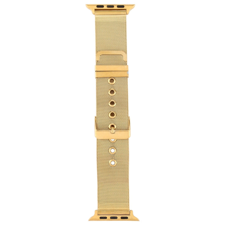Lisslune | For Apple Watch Series 9&8&7 41mm / SE 3&SE 2&6&SE&5&4 40mm / 3&2&1 38mm Milanese Stainless Steel Double Clasp Watch Band (Gold)
