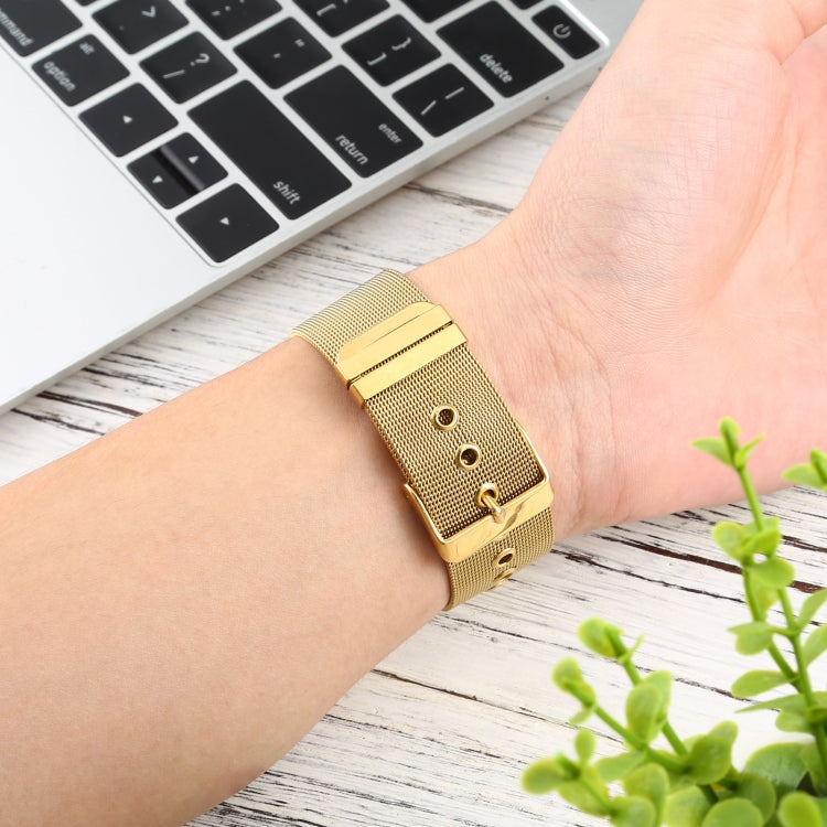 Lisslune | For Apple Watch 46 mm / 49 mm / 45 mm / 44 mm / 42 mm Milanese Stainless Steel Double Buckle Watch Band (Gold)