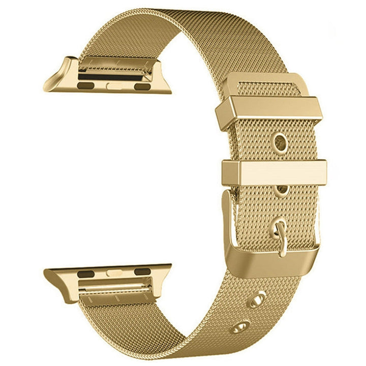 Lisslune | For Apple Watch 46 mm / 49 mm / 45 mm / 44 mm / 42 mm Milanese Stainless Steel Double Buckle Watch Band (Gold)