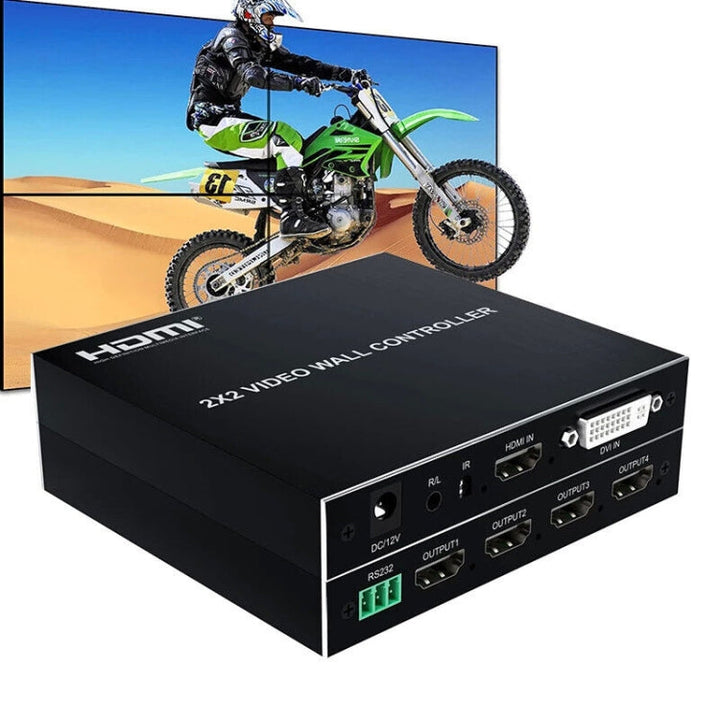 Lisslune | 1080P 2 x 2 HDMI + DVI to 4 HDMI Ports Video Wall Controller (Black)