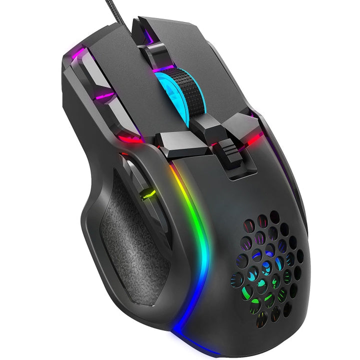 Lisslune | HXSJ S700 USB 12800dpi adjustable 10-button mechanical wired gaming mouse (Black)