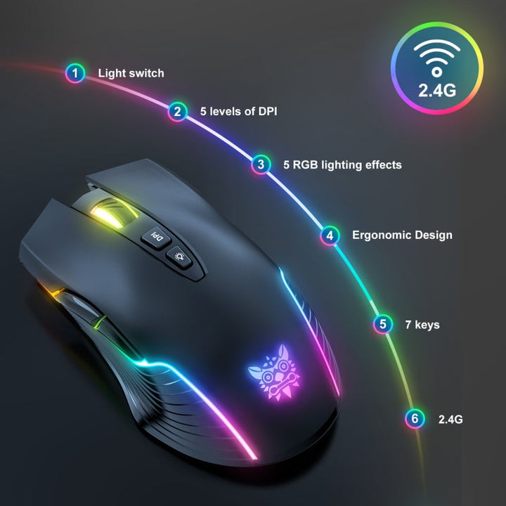 Lisslune | ONIKUMA CW905 2.4G RGB Lighting Wireless Mouse (Black)