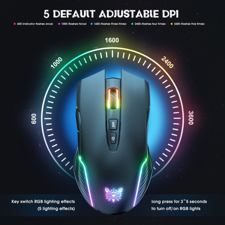 Lisslune | ONIKUMA CW905 2.4G RGB Lighting Wireless Mouse (Black)