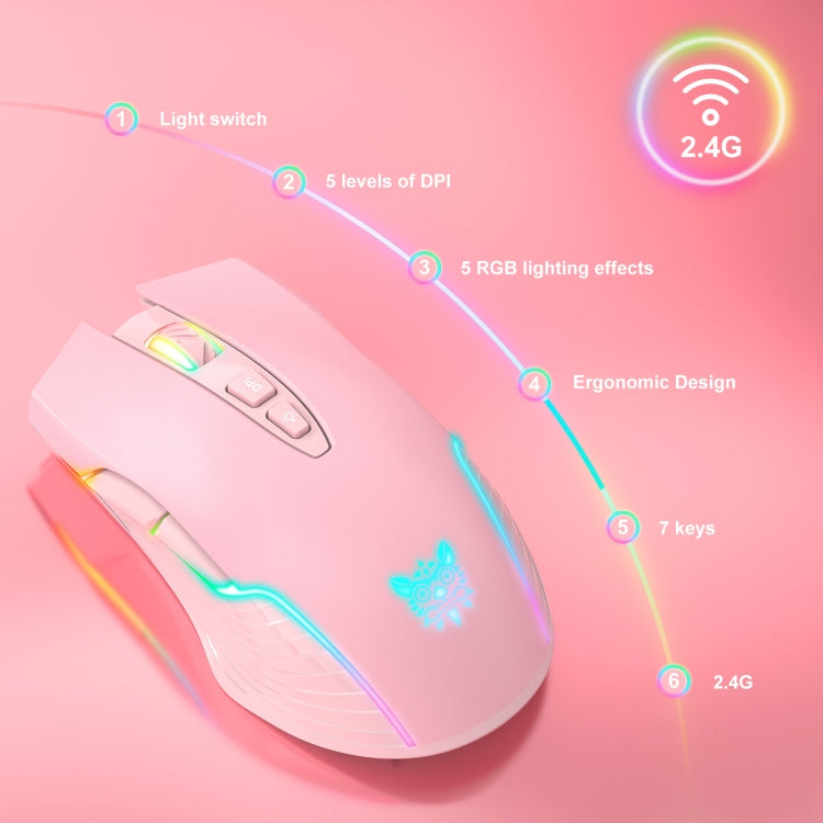 Lisslune | ONIKUMA CW905 2.4G RGB Lighting Wireless Mouse (Pink)