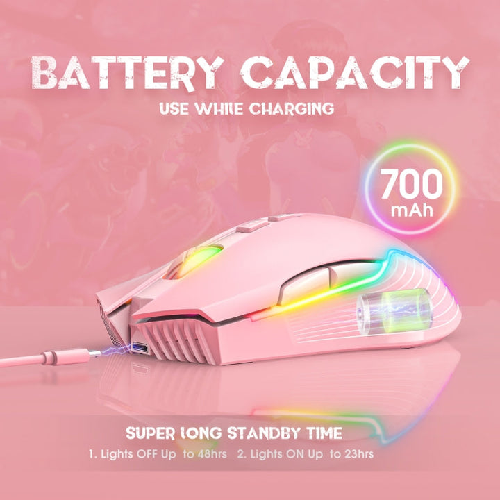 Lisslune | ONIKUMA CW905 2.4G RGB Lighting Wireless Mouse (Pink)