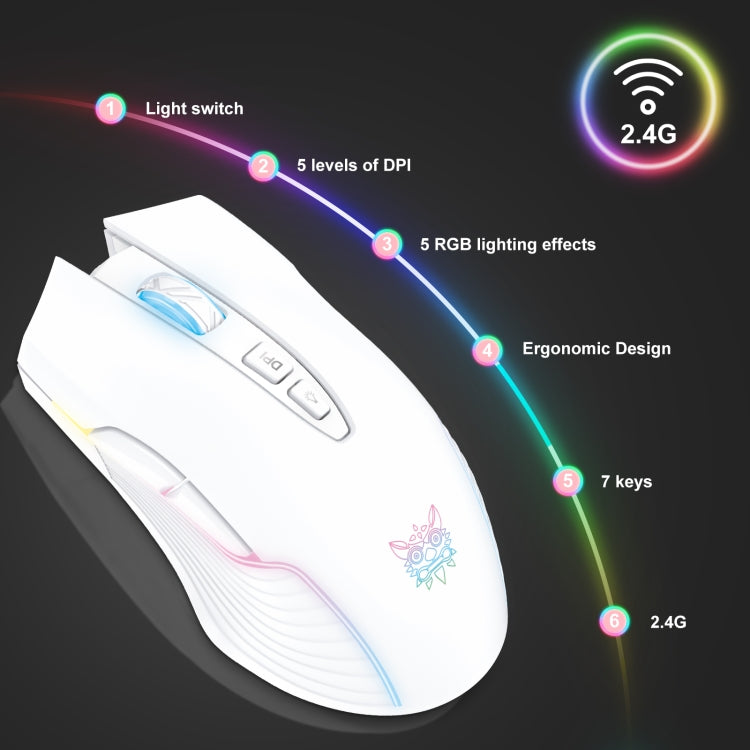 Lisslune | ONIKUMA CW905 2.4G RGB Lighting Wireless Mouse (Gray White)
