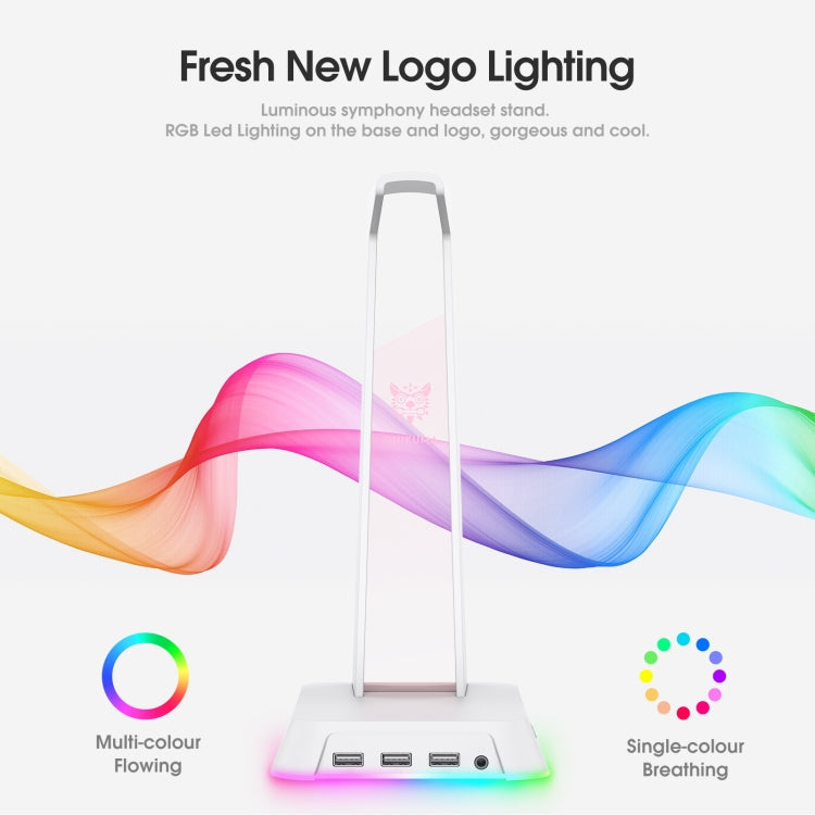 Lisslune | ONIKUMA ST-2 RGB Lighting Headset Stand (White)