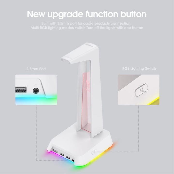 Lisslune | ONIKUMA ST-2 RGB Lighting Headset Stand (White)