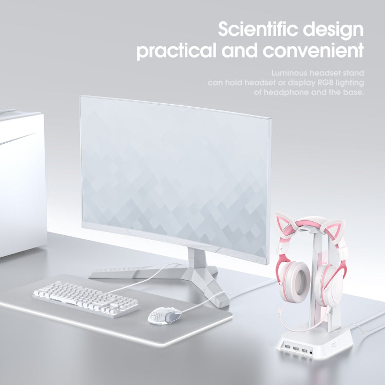 Lisslune | ONIKUMA ST-2 RGB Lighting Headset Stand (White)