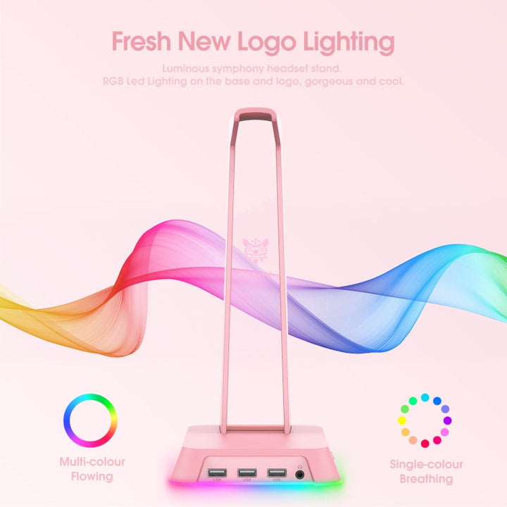 Lisslune | ONIKUMA ST-2 RGB Lighting Headset Stand (Pink)