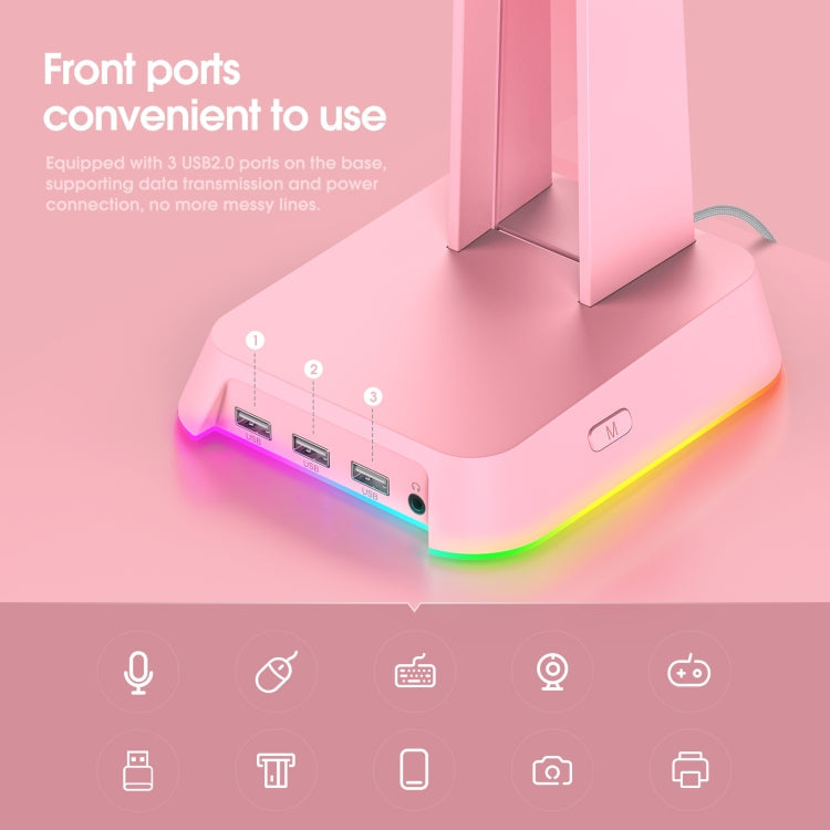 Lisslune | ONIKUMA ST-2 RGB Lighting Headset Stand (Pink)
