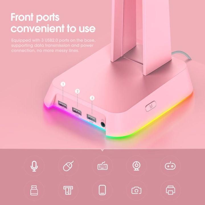 Lisslune | ONIKUMA ST-2 RGB Lighting Headset Stand (Pink)
