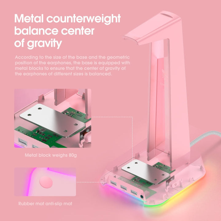 Lisslune | ONIKUMA ST-2 RGB Lighting Headset Stand (Pink)