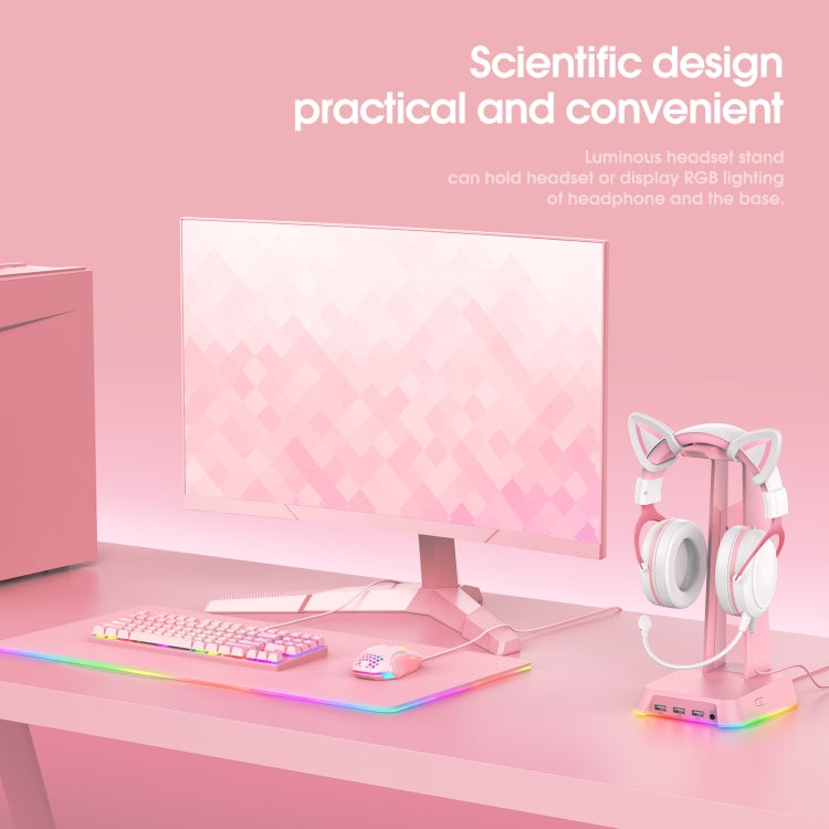 Lisslune | ONIKUMA ST-2 RGB Lighting Headset Stand (Pink)