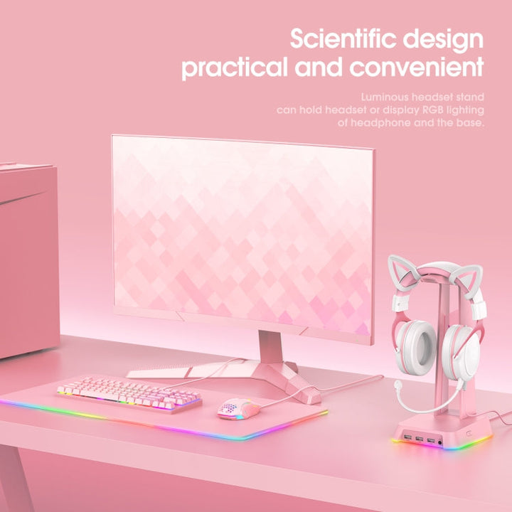 Lisslune | ONIKUMA ST-2 RGB Lighting Headset Stand (Pink)