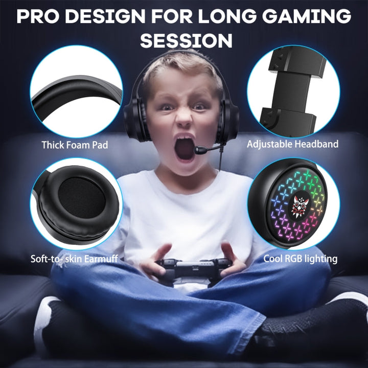 Lisslune | ONIKUMA X7 Pro USB + 3.5mm RGB Lighting Gaming Wired Headset (Black)