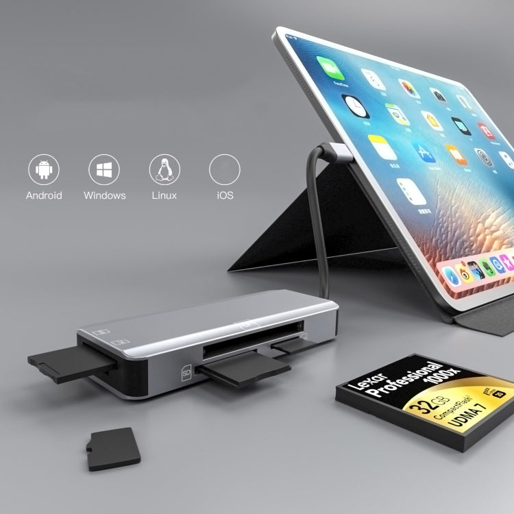 Lisslune | NK-3044 5 in 1 USB-C / Type-C to MS / M2 / CF / TF / SD Card Slots Adapter (Space Grey)