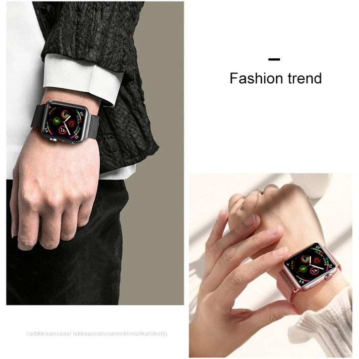 Lisslune | For Apple Watch Series 9&8&7 41mm / SE 3&SE 2&6&SE&5&4 40mm / 3&2&1 38mm Mutual Milanese Stainless Steel Band (Silver)