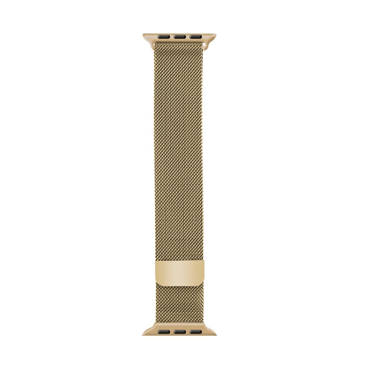 Lisslune | For Apple Watch Ultra 49mm&Watch Ultra 2 49mm / Series 9&8&7 45mm / SE 3&SE 2&6&SE&5&4 44mm / 3&2&1 42mm Mutual Milanese Stainless Steel Watch Band (Gold)